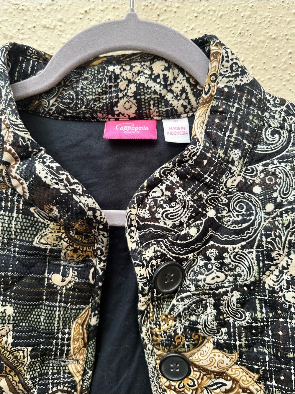 Pappagallo 100% Cotton Quilted Paisley Collared Button Jacket Pockets Boho Sz XL - Picture 2 of 9